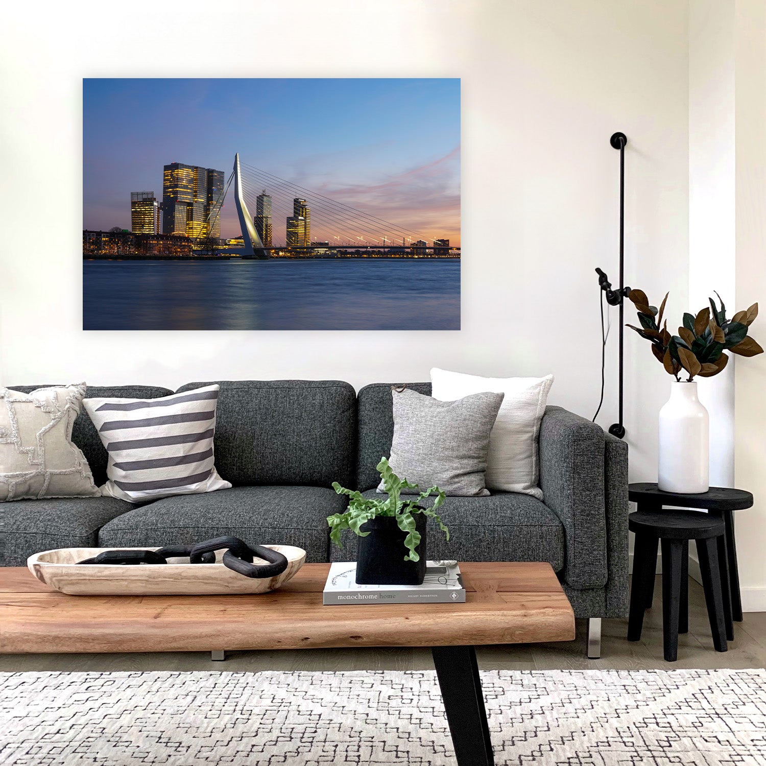 Erasmusbrug in schemering